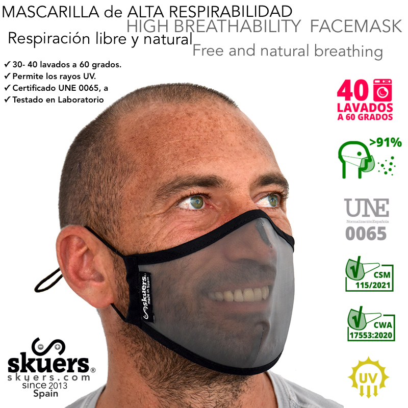 Mascarilla Reutilizable Skuers® Mask de Alta Respirabilidad