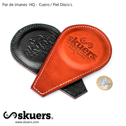 Pair of magnets Skuers® High Quality / Leather Neodymium Disc L 22KG / Biomagnet Gauss 11,000 - 5mm Caliber