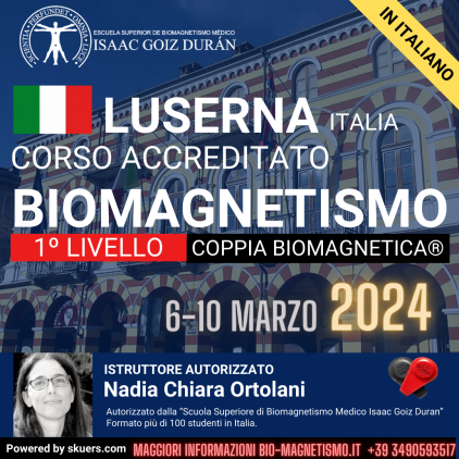 Corso Ufficiale di Coppia Biomagnetica e Biomagnetismo Livello Luserna 6-10 Marzo 2024 Luserna,  a cura di Nadia Chiara Ortolani.