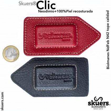 Par de imanes Skuers® CLIC / Piel Neodimio ReCostura  Bloque  M ★★★ 14KG / Gauss Biomagnéticos = 7.700 Calibre 5mm