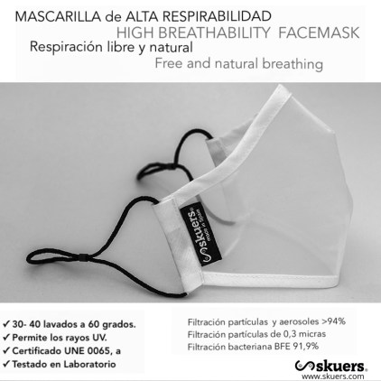 Mascarilla Reutilizable Skuers® Mask de Alta Respirabilidad